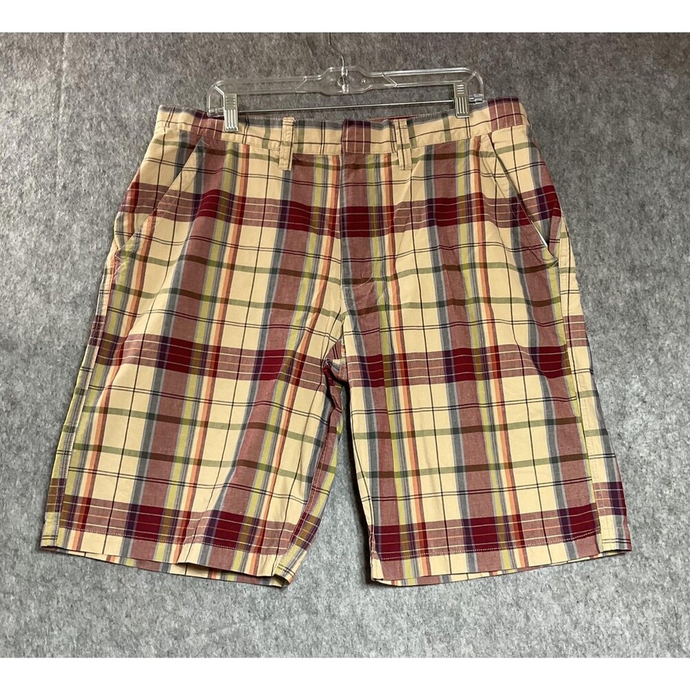 Aeropostale Shorts Mens 36 Beige Plaid Madras Chino Cotton Pockets Y2K 36x11